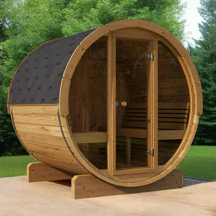 SaunaLife Ergo Series Barrel Sauna with Glass Front